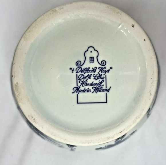 Delft Blue Round Bulb Planter Delftsche Huys Holland Windmills Boats Florals - Picture 2 of 7